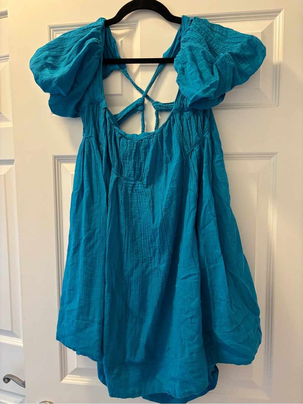 Free People Turquoise Puff-Sleeve Women’s Mini Dress